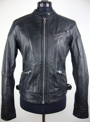 S. OLIVER LEATHER JACKET biker style women's leather jacket black size S NEW with TAGS