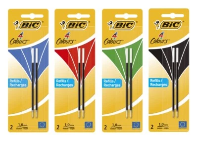 BiC® 4 COLOURS Kugelschreibermine M, 2 Stück, Farbe wählbar