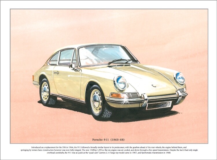 PORSCHE 911 (1963-68)  Fine Art Print - A3 size picture sports car artwork image