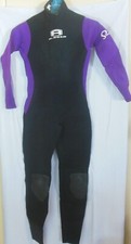 Aleeda Full Wetsuit L Women Black Purple 3/2mm RE-Enforced Knees VGUC