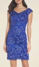 Tadashi Shoji Farrah Embroidered Lace Off Shoulder Blue Lilly Dress 358
