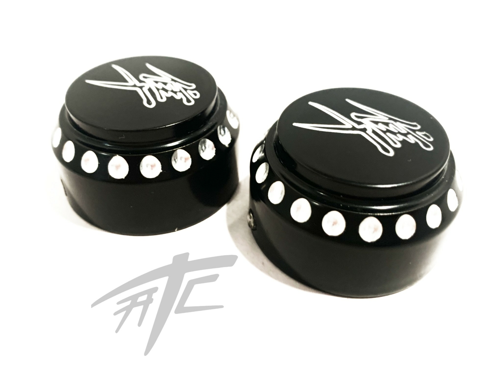 HAYABUSA BLACK CONTRAST DIAMOND CUT KANJI FORK CAPS 2004 SUZUKI HAYABUSA