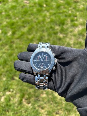 Cyma Navy Star Mens Watch 40mm Black Dial Stainless Diver Date 100m Swiss 6.75\