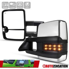 Fit 1999-2002 Silverado Sierra Chrome Power Heated Tow Mirrorssmoke Led Signal