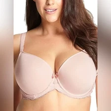 Sculptresse by Panache 38FF Sasha Molded Plunge T-Shirt Bra Soft Pink NEW