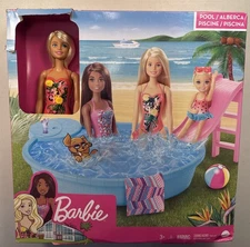 Barbie 11.5 Inch Pool Playset Slide Doll Accessories Mattel NIB