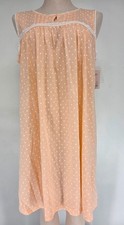 3X NWT Nightgown Croft  Barrow Peach Polks Dot Sleeveless Cotton Blend Knit