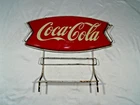 VINTAGE 1950'S COCA-COLA FISHTAIL COKE SODA METAL DISPLAY RACK SIGN