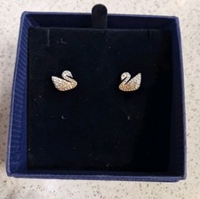 Swarovski Silver And Champagne Small Swan Stud Earrings BNIB
