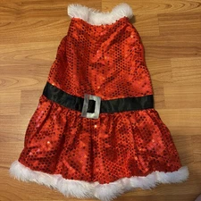 EUC Mrs. Santa Claus Sequin Dog Dress by Zack and Zoey Size M Christmas XMAS