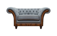 Chesterfield Hellgrauer Lehnsessel Designer Stoffsessel Textil MöBel
