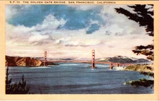 The Golden Gate Bridge, SAN FRANCISCO, California Linen Postcard