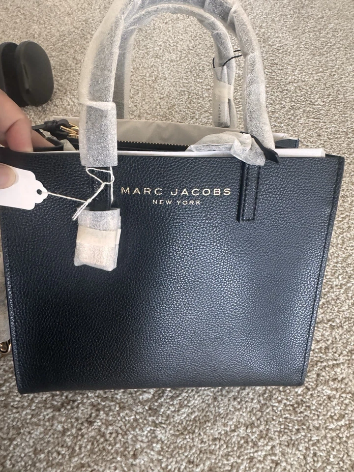 Bolsos de Mano Marc Jacobs Mini Grind de Cuero Recubierto Bandolera Cartera Negra Foto 3 de 4