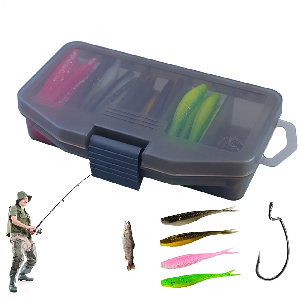 61-teiliges Set Angelgerät-Box mit vollem Zubehör, Haken, Ködern, Würmern - Bild 2 von 4
