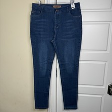 Judy Blue Tapered Jeans Women  s Medium Blue Mid Rise Stretch Denim Copper Button