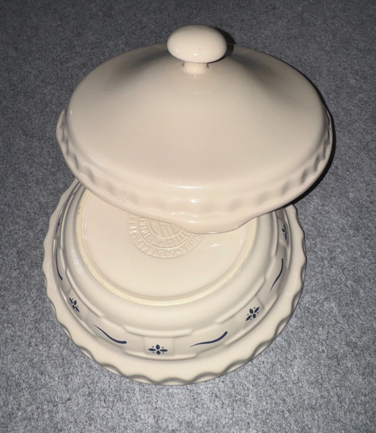 Longaberger Woven Traditions CLASSIC BLUE 7" Pie Baking Plate & Lid