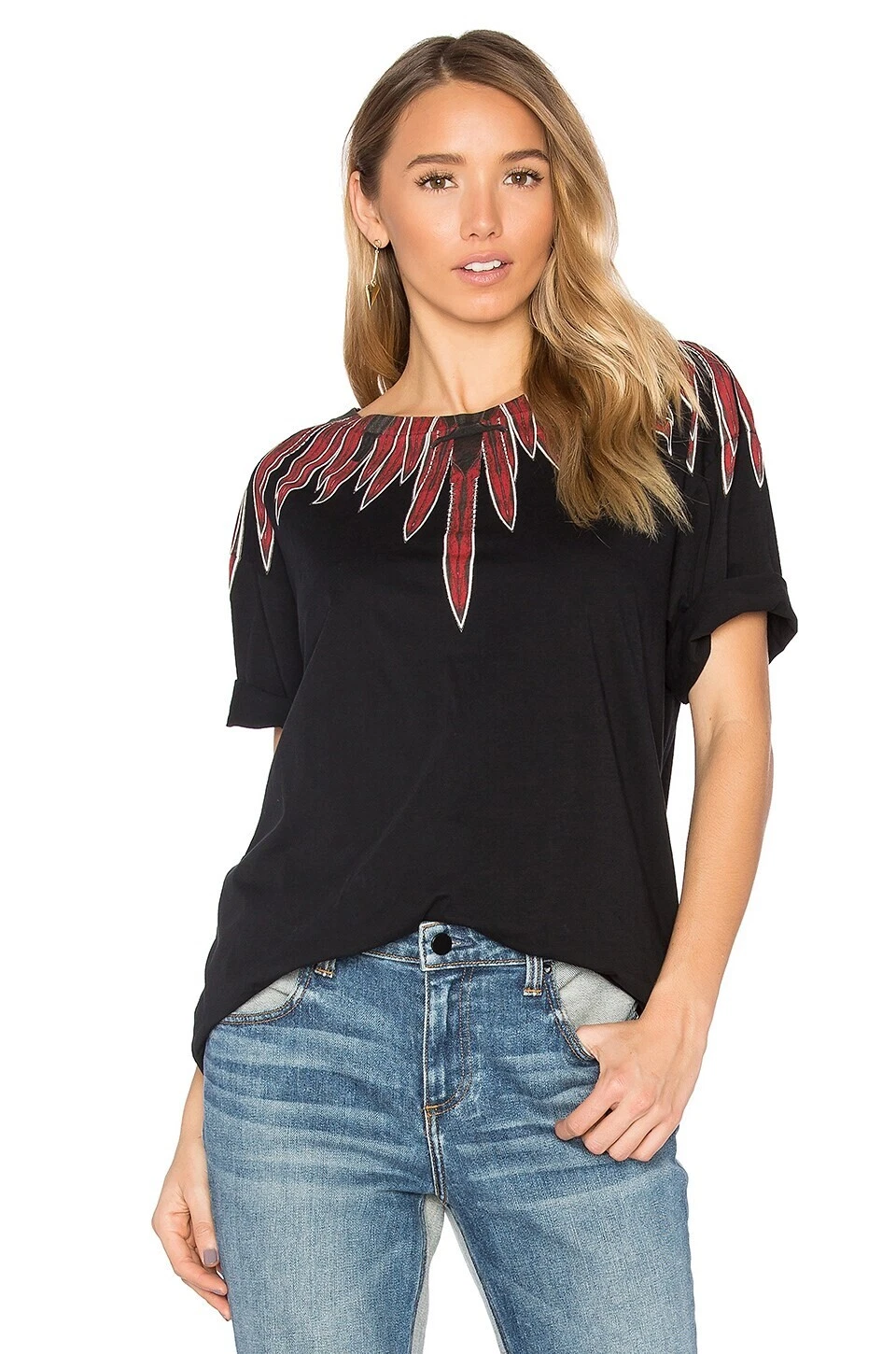 T shirt Marcelo Burlon nera stampa ali Angelita Taglia XXS SS17 $315
