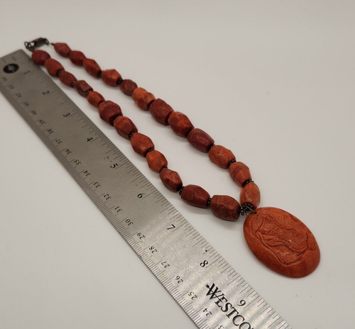 Collar colgante de plata de ley genuino tallado esponja coral dragón lagarto - Imagen 7 de 7