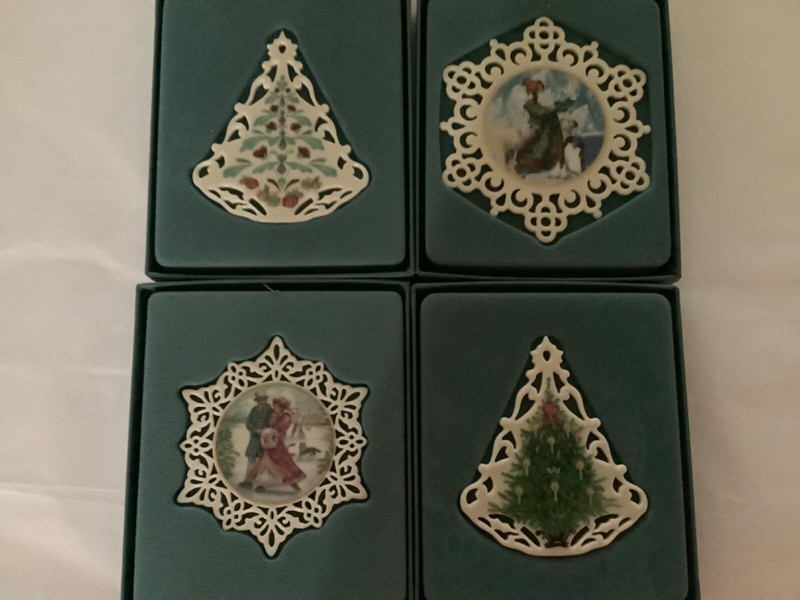Lenox Porcelain Christmas Ornaments Lot Of 4 with Boxes