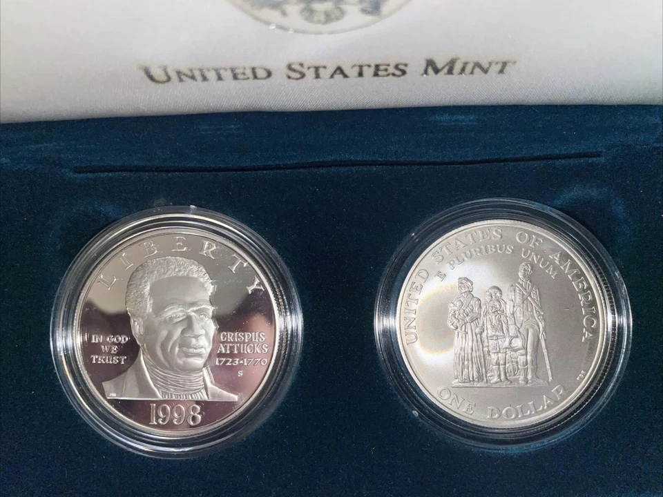 1998 Black Revolutionary War Patriots 2-coin SILVER $ set with OGP & COA - Image 3 of 4