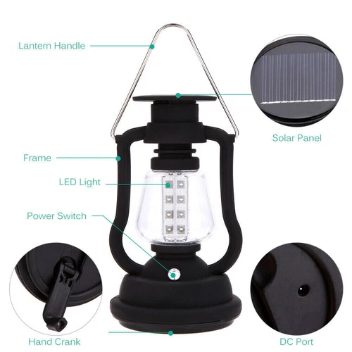 LED Solarleuchte Camping Lampe USB Aufladbar Laterne Akku Zelt Licht Outdoor NEU - Bild 5 von 9