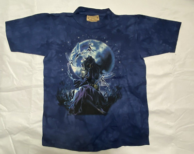 The Mountain Fairy Moon Stars T Shirt Youth Size Medium Blue Tie Dye Cotton