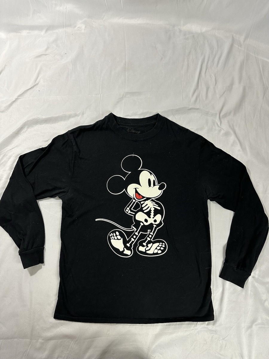 Disney Mickey Mouse Long Sleeve T-Shirt Womens Medium Black X-Ray