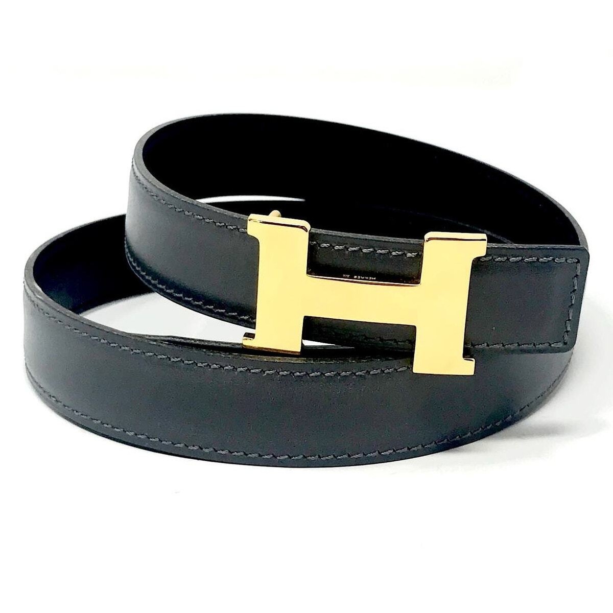 100% auth vtg HERMES Constance Gold 28mm H Buckle Gray 
