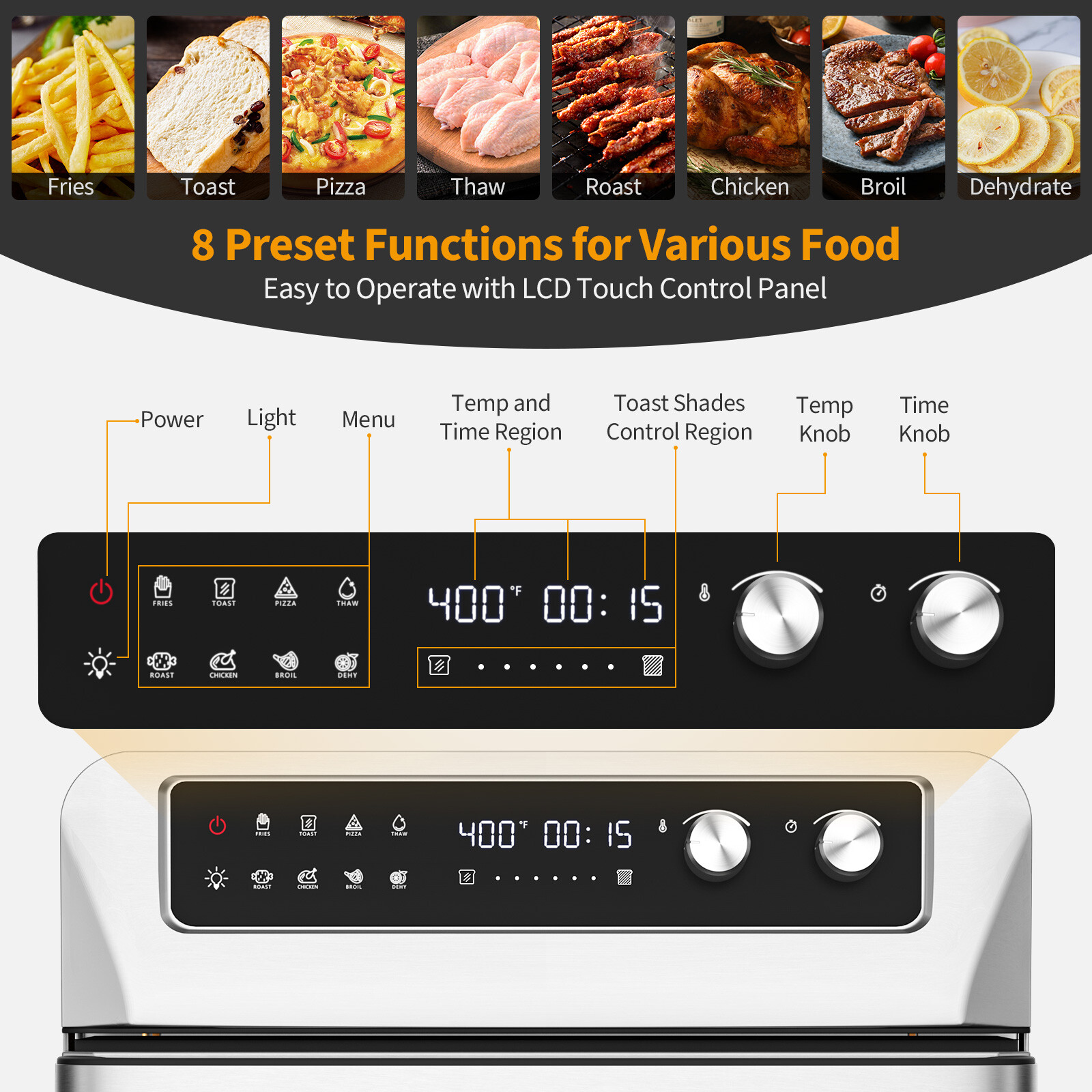 21 QT Convection Air Fryer Toaster Oven 1800W Electric Digital