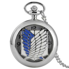 Silver Case Hollow Cosplay Japanese Anime Scouting Legion Pocket Watch Chain