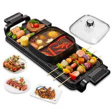 iMounTEK Electric Hot Pot and Grill 2800W Smokeless Hot Pot Grill BBQ Hot Pot