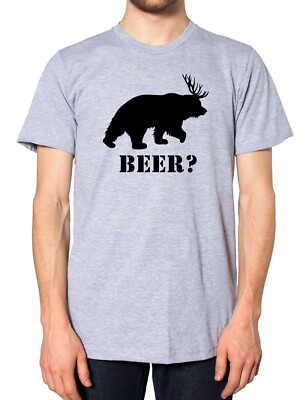 Bier? T-Shirt Bär Hirsch Tee lustig Männer Geweih Frauen St Patricks Day Spruch