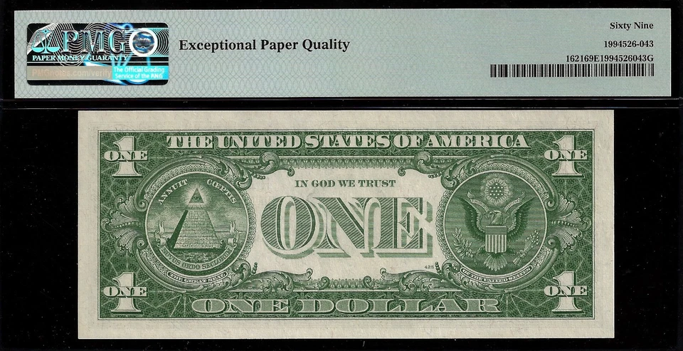 1957B $1 Silver Certificate PMG 69EPQ popular wanted high grade Fr 1621 - Image 3 of 3
