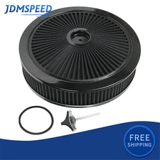 14"x3" Black Round Air Cleaner Assembly Recessed Base Paper Filter Chevy Ford
