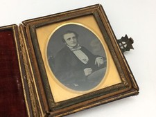 Victorian Ambrotype portrait photograph of gentleman in original tooled case