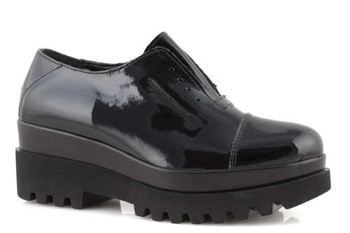 Scarpe donna derby vernice nere suola alta zeppa con senza lacci made italy  | eBay