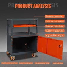 Garage tool cart practical trolley 3 layers with pull-out shelves DIY accessorie