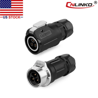 3 Pin M16 Size Power Connector, Cable to Cable, Waterproof IP67 Outdoor