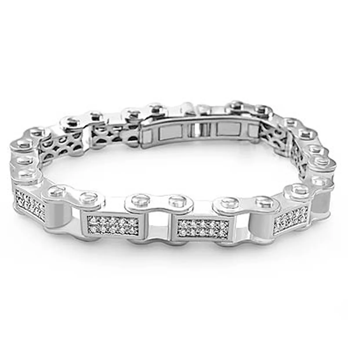 Spectacular 14K White Gold & 15ctw Diamond Men's Link Bracelet