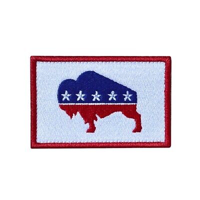 American Bison Morale Patch. Embroidered Buffalo Hook and Loop. Made in USA