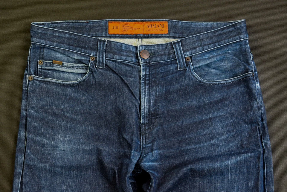 Armani Jeans Hose 315 Collezioni Fit Pant Denim Straight Italia Fashion Blau 36 - Bild 3 von 4