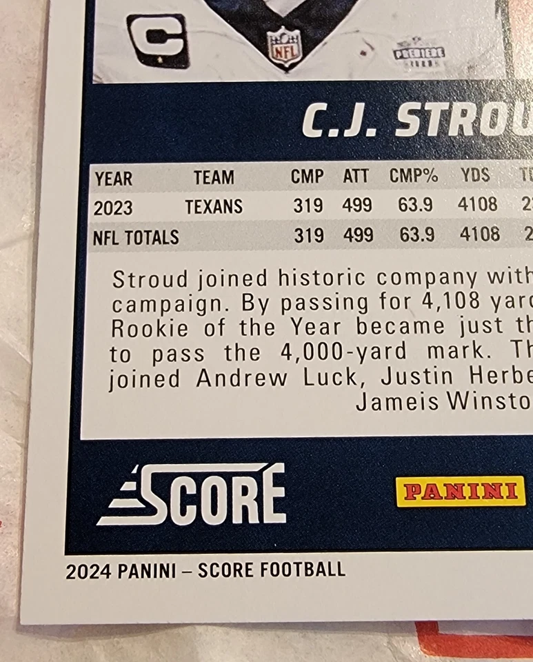 2024 C. J. Stroud No. 109 Base Score Foil Top Card Texans - Image 4 of 4