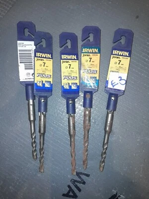 LOT OF 5. Irwin Speed Hammer Plus SDS Drill Bits 7.0mm x 110mm. See photos.