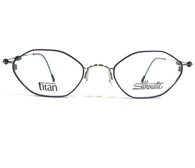 Silhouette Eyeglasses Frames M 6447/10 V 6050 Blue Silver Polygon 48-20-135