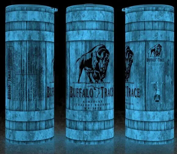 Glow in the Dark Buffalo Trace Bourbon Whiskey Barrel Tumbler Mug