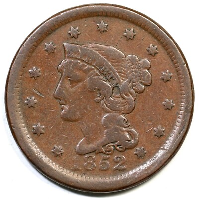 1852 N-23 R-5 Braided Hair Large Cent Coin 1c | eBay