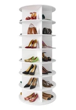 SpaceAid 7 Tier Rotating Shoe Rack Tower, Spinning Display Lazy Susan - White