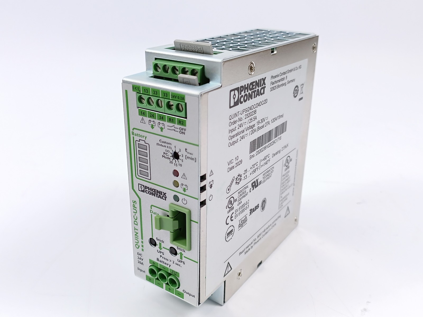 Phoenix Contact 2320238 QUINT-UPS/24DC/24DC/20 Uninterruptible Power Supply 24V