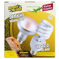 100W Basking Spot  24W UVA UVB Bulb Combo for Reptiles  Amphibians, Heat Lamp