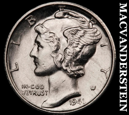 1941-S Silver Mercury Dime - FSB - Choice Gem Brilliant Uncirculated++++  #i1851